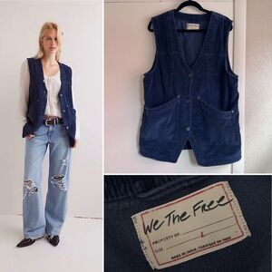 FREE PEOPLE We The Free Valerie Cord Vest - Majolica Blue